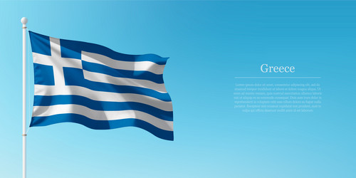 Greece Flag on Blue Sky Vector Image