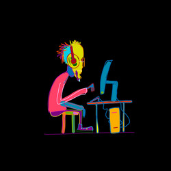 programmer at work sketch for your design vector