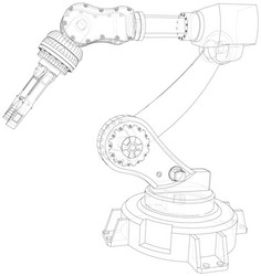 robotic arm technical wire-frame vector