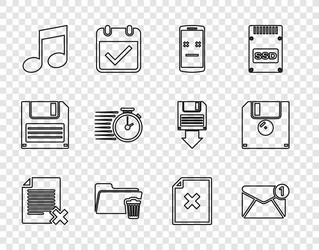 set line delete file document new email incoming vector image