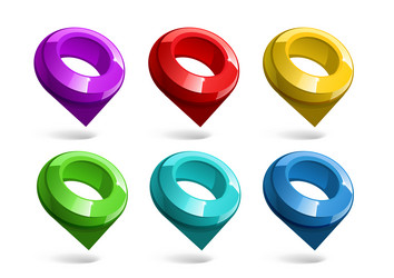 shiny glossy colored map pointer icons vector image