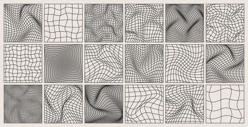 wireframe shapes lined perspective mesh 3d grid vector image
