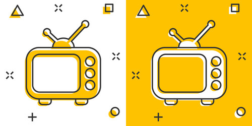 Cartoon television monitor icon in comic style tv vector