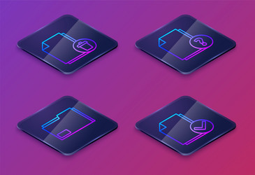 set isometric line delete file document vector image