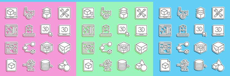 set line basic geometric shapes isometric cube vector image
