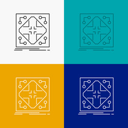 Data infrastructure network matrix grid icon over vector