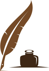 Feathers pen black icon silhouette logo goose Vector Image