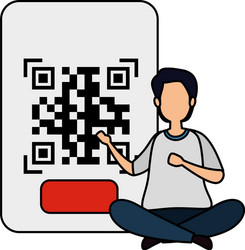 man with qr code isolated icon vector image
