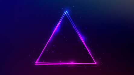 neon double triangular frame with shining effects vector image