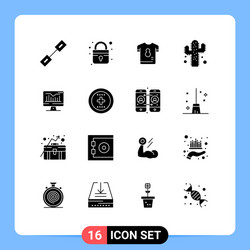 set 16 solid glyphs on grid for graph computer vector image