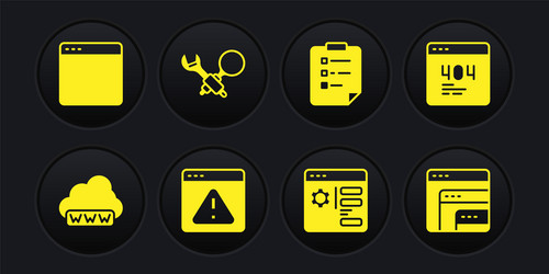 set web development page with a 404 error vector image