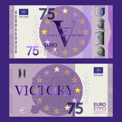 fictitious banknote european union 75 euro vector