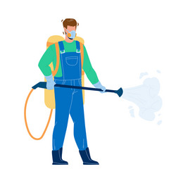 pest control worker spraying pesticides vector