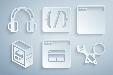 set search engine browser window computer vector image