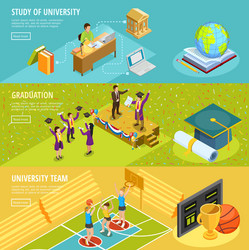 university education 3 isometric horizontal vector