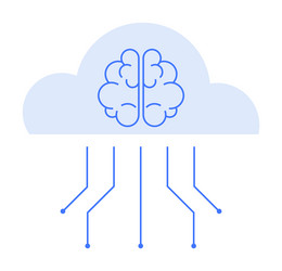 brain with circuit lines connected to a cloud icon vector image