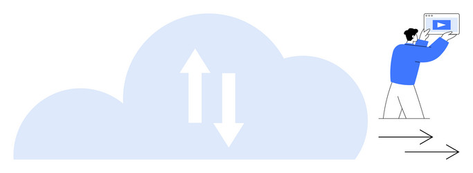 cloud storage and file sharing concept with user vector image