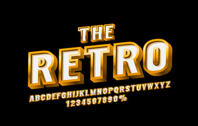 retro font set collection letters and numbers vector image