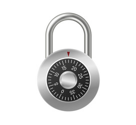 3d padlock realistic closed chrome silver lock vector