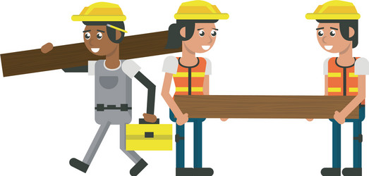 Construction workers geometric cartoons Royalty Free Vector