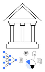 bank structure with neural network blockchain vector image