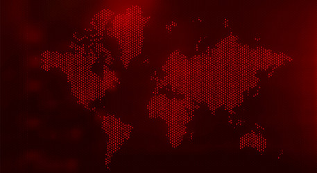 Cyber attack background with map of the world vector