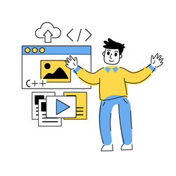 programmer works with code vector image