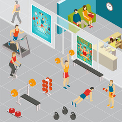 isometric gym room composition vector