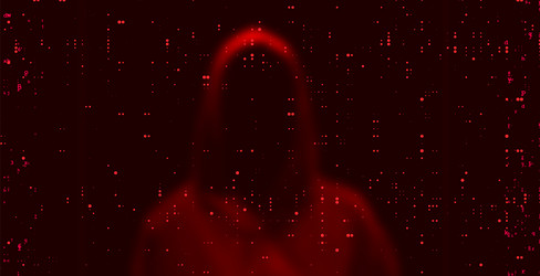 computer hacker on abstract binary code vector image