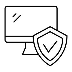 monitor with approve checkmark in shield thin vector image