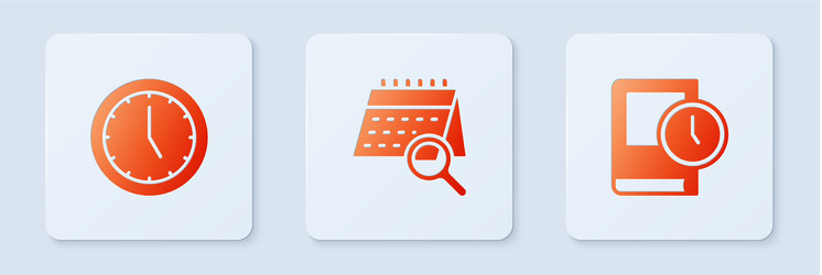 set calendar search clock and time for book vector image