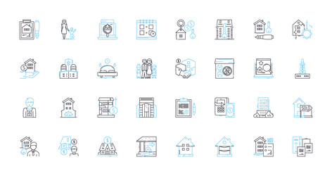 Trade possession linear icons set barter vector