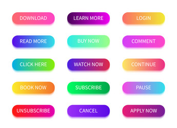 button with web action gradient bright buttons vector