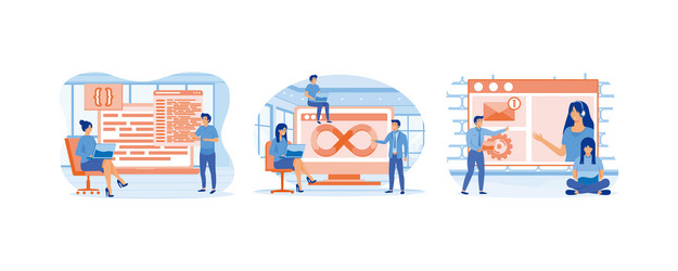 developers and devops concept technical support vector image
