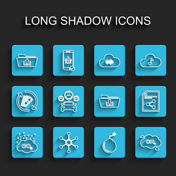 Set line co2 emissions in cloud network folder vector