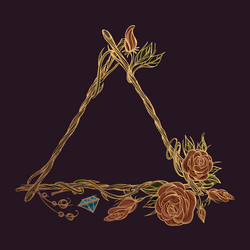 triangular golden frame made branches vector image