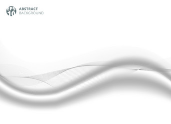 Abstract gray color line wave element with white vector