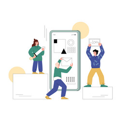 gui designers working on mobile app interface flat vector image