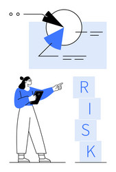 woman analyzing data and risk with chart stack vector image