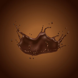 3d chocolate splash isolated on brown background vector