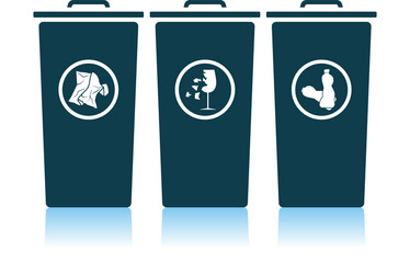 Garbage containers with separated trash icon vector