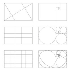 golden ratio frames rectangles fibonacci array vector image