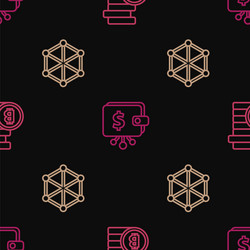 set line bitcoin blockchain technology vector image