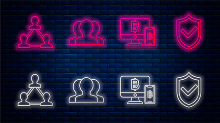 set line users group computer monitor with mobile vector image