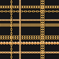 gold chains and beads on black luxury seamless vector