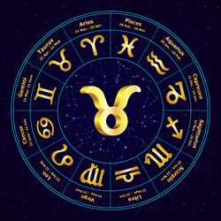 Zodiac Taurus Circle - Gold Sign Vector Image