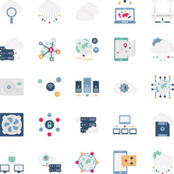 Data and networking icons set every single vector