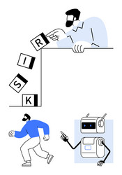 man taking risk with blocks robot reacting vector image