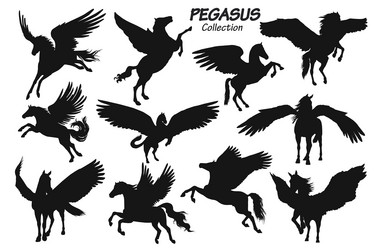 Pegasus Silhouettes - Mythical Creatures Vector Image