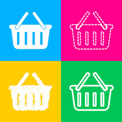 shopping basket sign four styles of icon vector